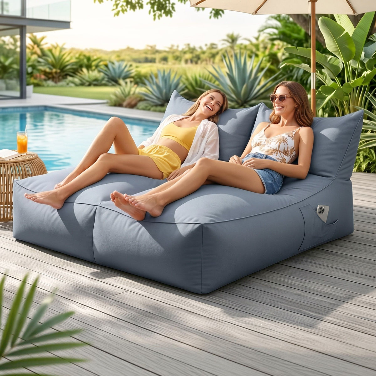 Artiss Outdoor Bean Bag Chair with Filler 2 Seater Beanbag Lounge Adults Splash-Proof Large Bean Bag Cover BD-LOUNGE-D-GR-12FILLER