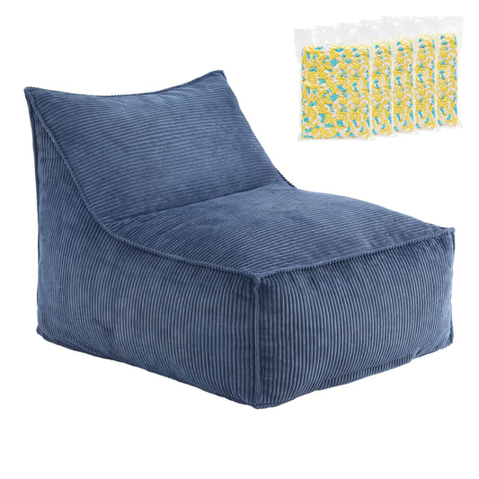 Artiss Bean Bag Chair Cover with Filler Soft Corduroy DIY Stuffed Animal Storage Bean Bag for Adults, BD-LOUNGE-S-BL-5FILLER