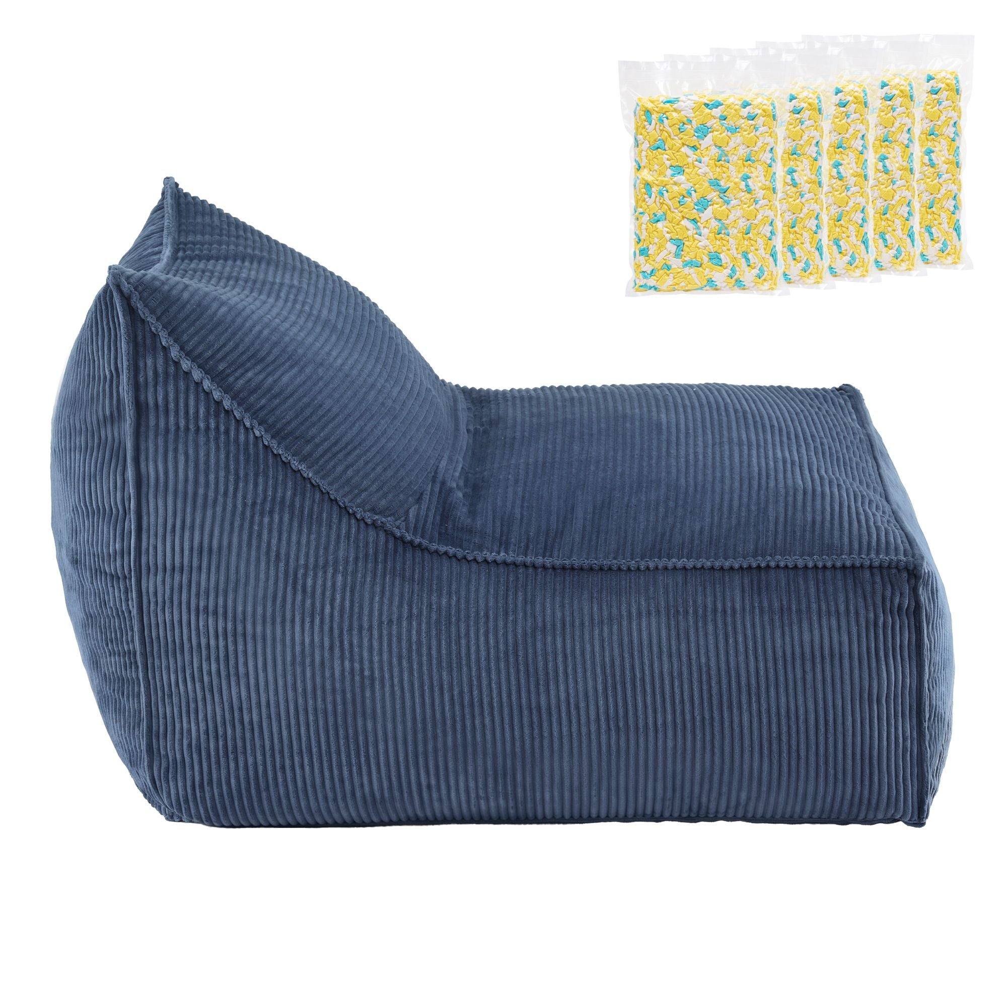 Artiss Bean Bag Chair Cover with Filler Soft Corduroy DIY Stuffed Animal Storage Bean Bag for Adults, Washable Lazy Sofa for Living Room Bedroom, Blue