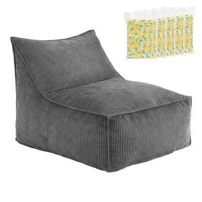 Artiss Bean Bag Chair Cover with Filler Soft Corduroy DIY Stuffed Animal Storage Bean Bag for Adults, BD-LOUNGE-S-GR-5FILLER