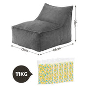 Artiss Bean Bag Chair Cover with Filler Soft Corduroy DIY Stuffed Animal Storage Bean Bag for Adults, Washable Lazy Sofa for Living Room Bedroom, Grey