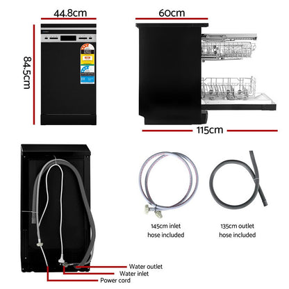 Devanti 10 Place Settings Freestanding Dishwasher Black BDW-10-FS36E-BK