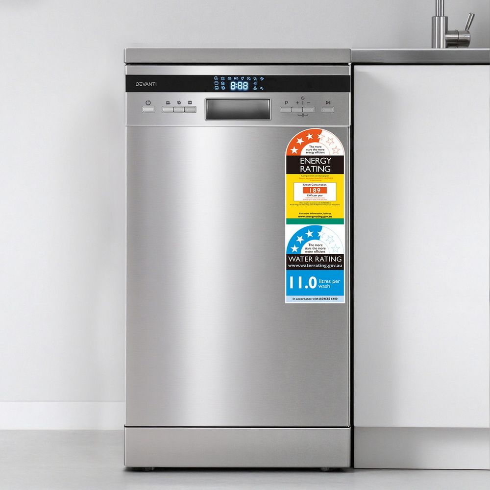 Devanti 10 Place Settings Freestanding Dishwasher Silver BDW-10-FS36E-SS