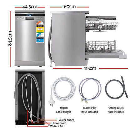 Devanti 10 Place Settings Freestanding Dishwasher Silver BDW-10-FS36E-SS