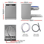 Devanti 60cm 14 Place Settings Freestanding Dishwasher Silver BDW-14-FS5201G-SS