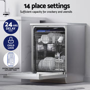 Devanti 60cm 14 Place Settings Freestanding Dishwasher Silver BDW-14-FS5201G-SS