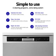 Devanti 60cm 14 Place Settings Freestanding Dishwasher Silver BDW-14-FS5201G-SS