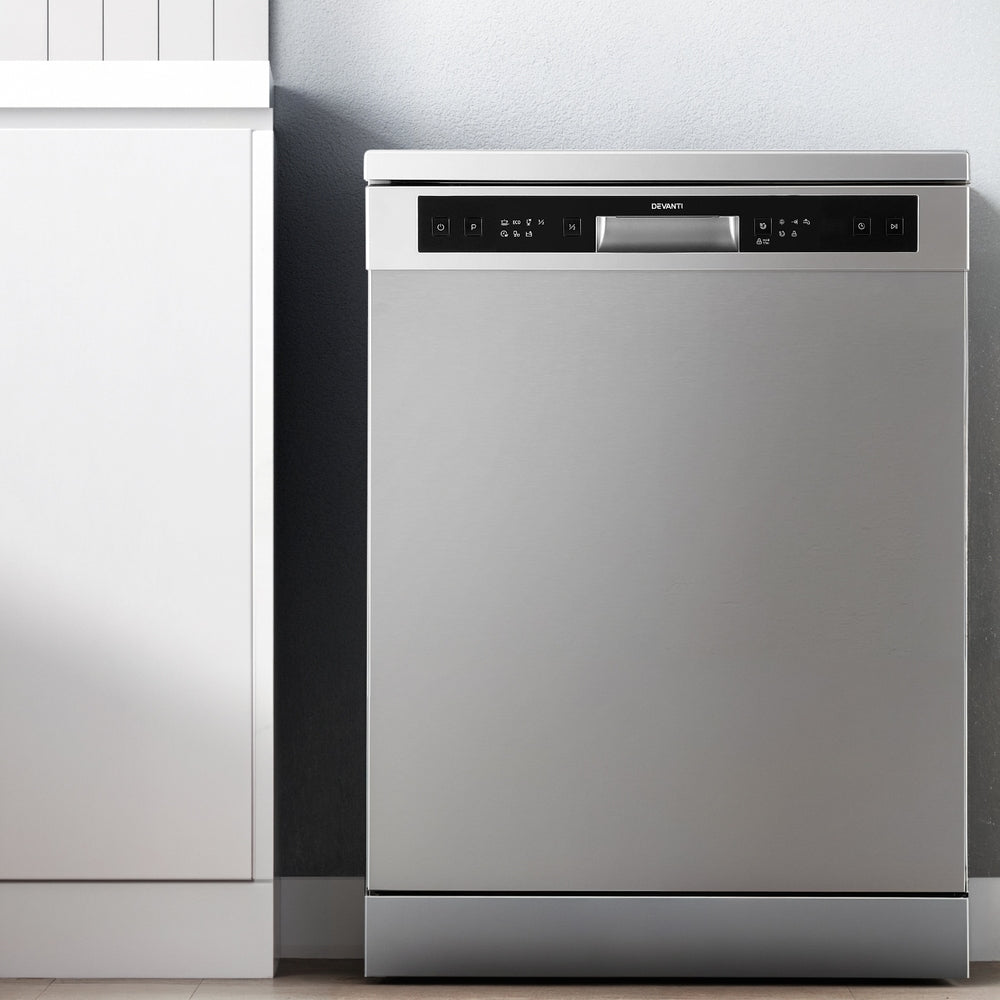Devanti 60cm 14 Place Settings Freestanding Dishwasher Silver BDW-14-FS5201G-SS