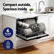 Devanti 6-Place Setting Benchtop Dishwasher 50cm Black