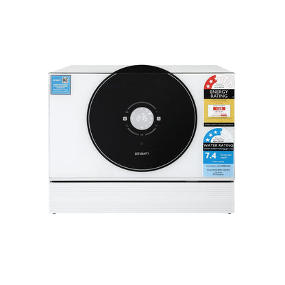 Devanti 6-Place Setting Benchtop Dishwasher 50cm White BDW-6-CD-WH