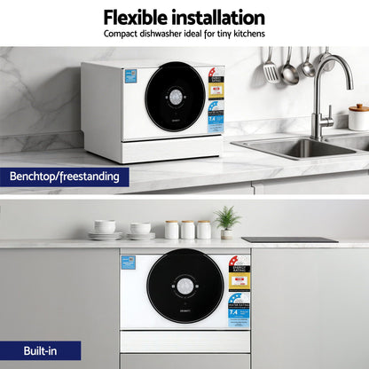 Devanti 6-Place Setting Benchtop Dishwasher 50cm White BDW-6-CD-WH