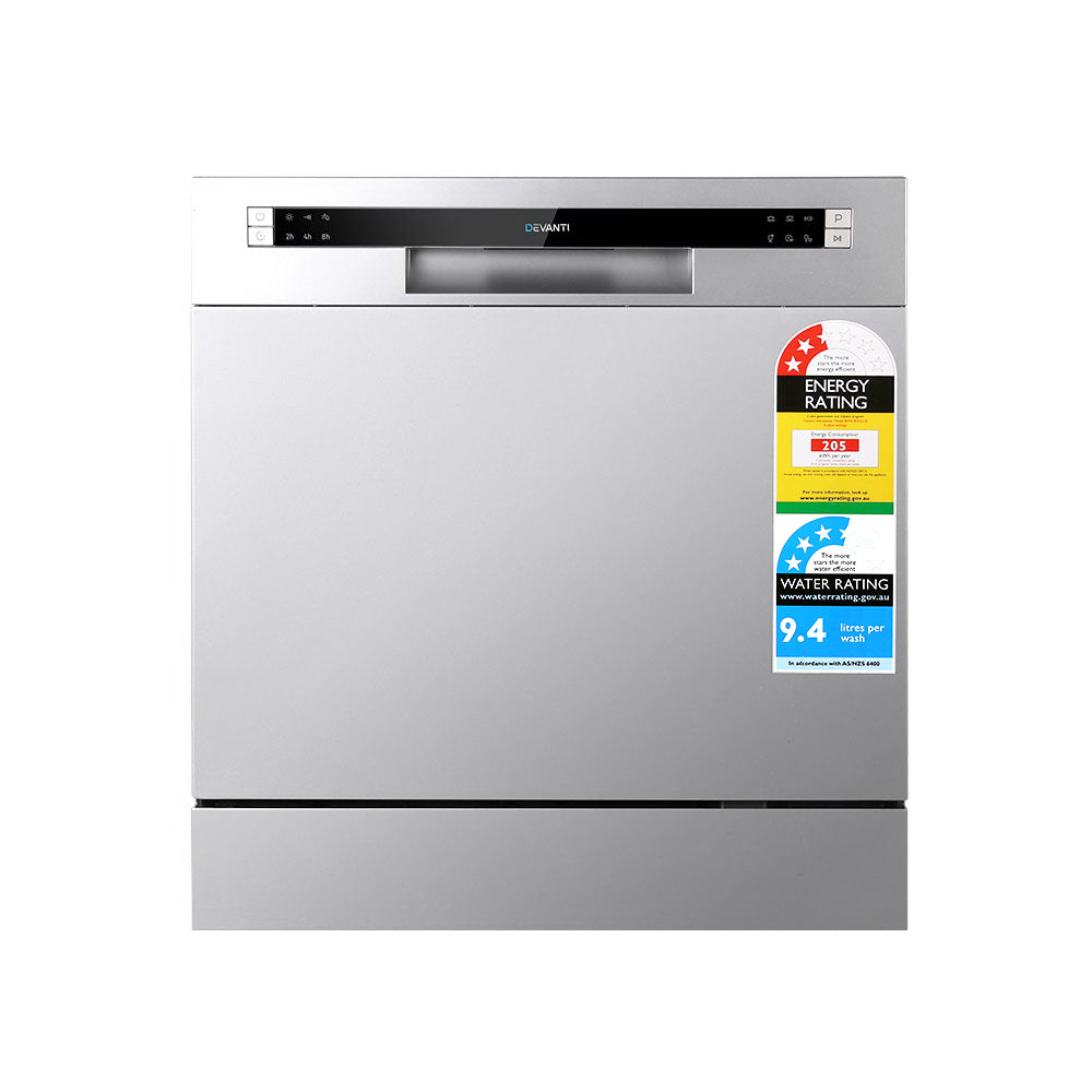 Devanti 8 Place Settings Benchtop Dishwasher Sliver BDW-8-02G-SI