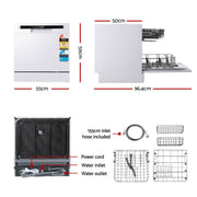 Devanti 8 Place Settings Benchtop Dishwasher White
