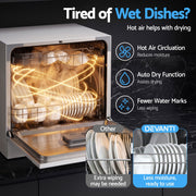 Devanti 8 Place Settings Benchtop Dishwasher White