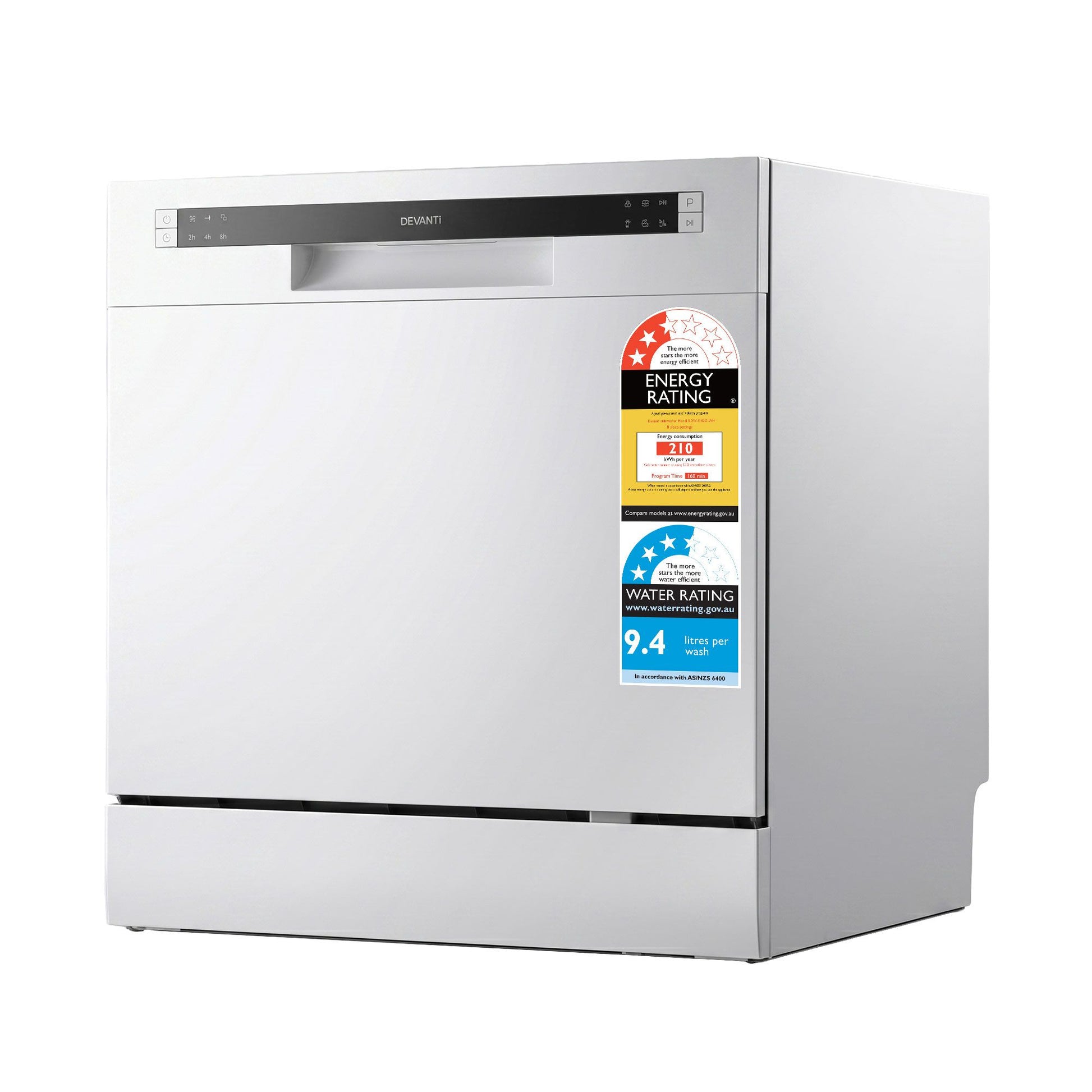 Devanti 8 Place Settings Benchtop Dishwasher White BDW-8-02G-WH