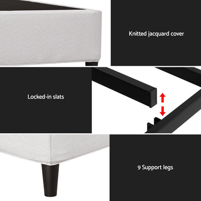 Artiss Bed Frame Queen Size Metal Grey MASON BED-BASE-MASON-Q-GR