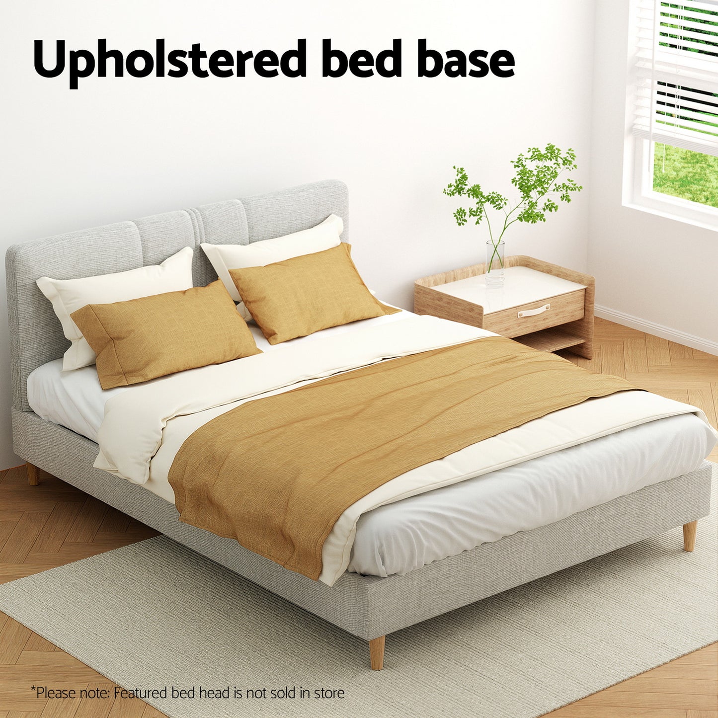 Artiss Bed Frame Double Size Beige ZORA BED-BASE-ZORA-D-BG-AB