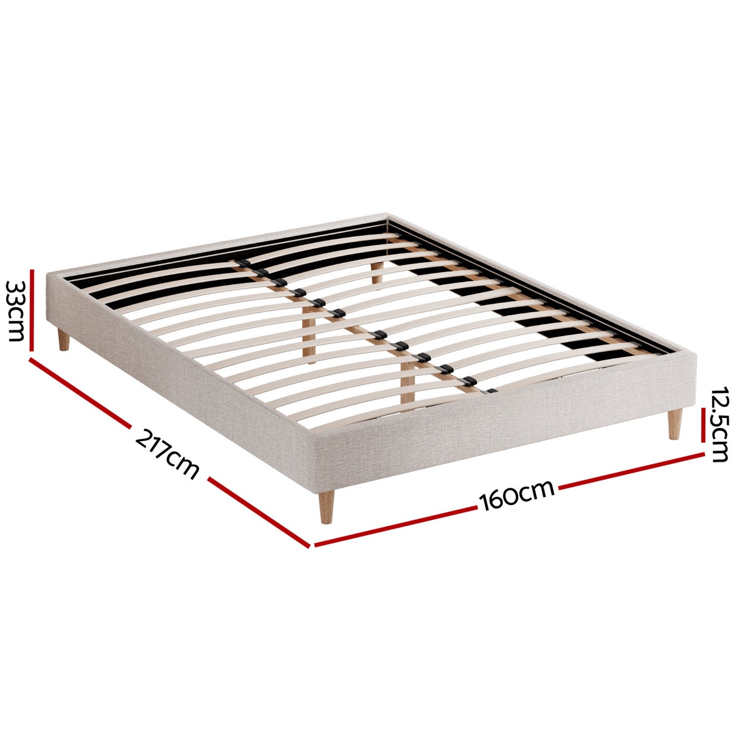 Artiss Bed Frame Queen Size Beige ZORA BED-BASE-ZORA-Q-BG-AB