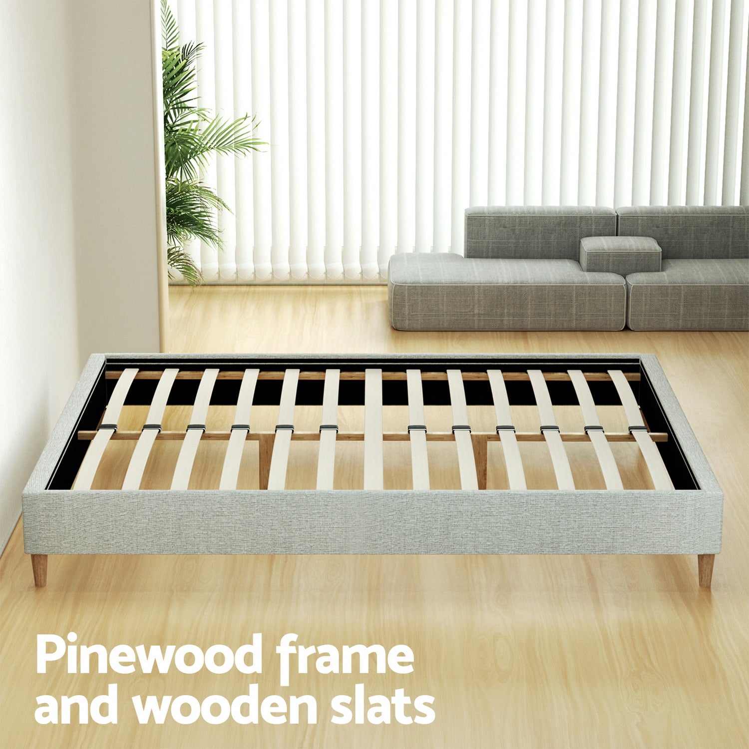 Artiss Bed Frame Queen Size Beige ZORA BED-BASE-ZORA-Q-BG-AB