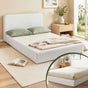 Artiss Compression Bed Frame Double Size No Assembly Vacuum High Density Sponge Boucle Cream White BED-FOAM-BASE-D-WH