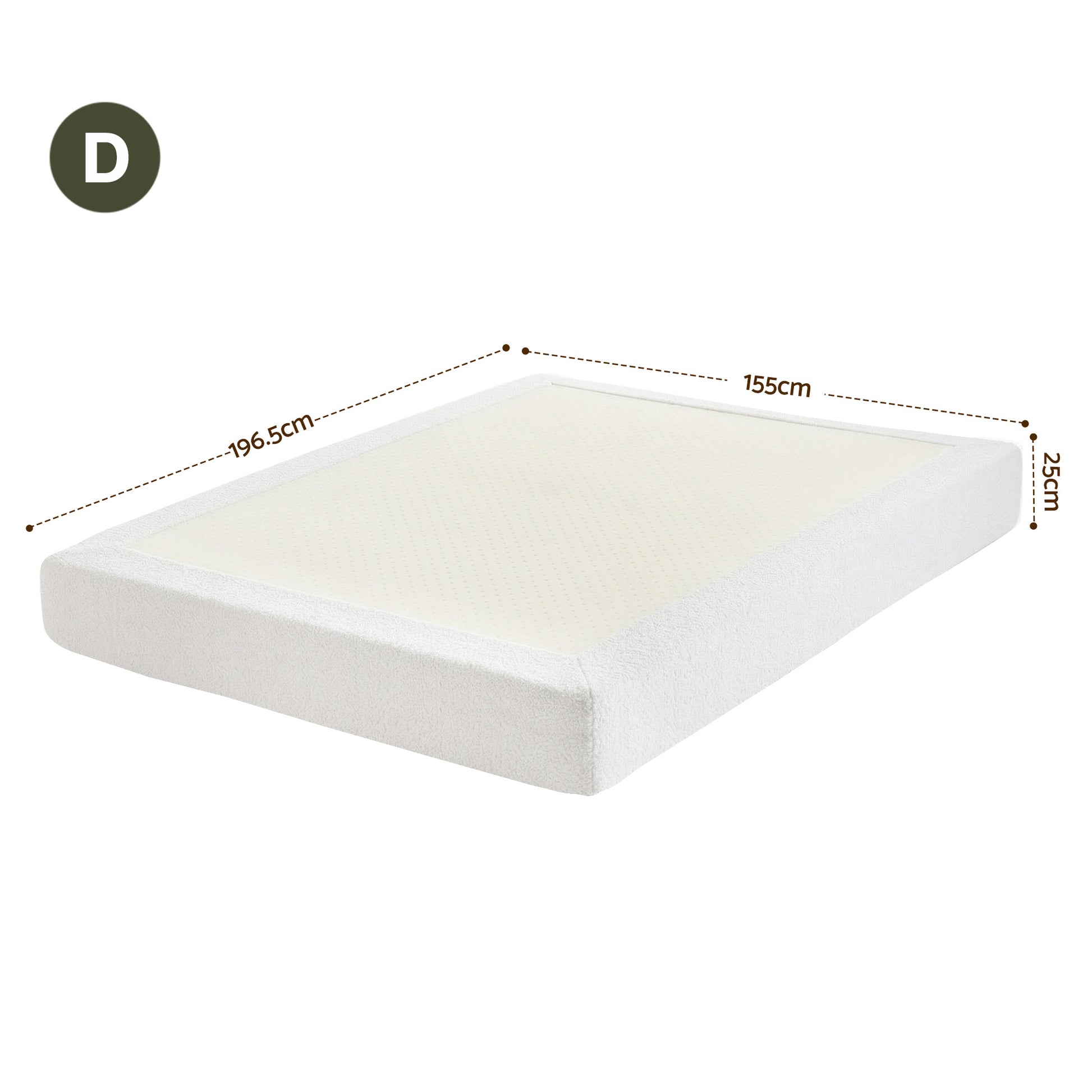 Artiss Compression Bed Frame Double Size No Assembly Vacuum High Density Sponge Boucle Cream White BED-FOAM-BASE-D-WH
