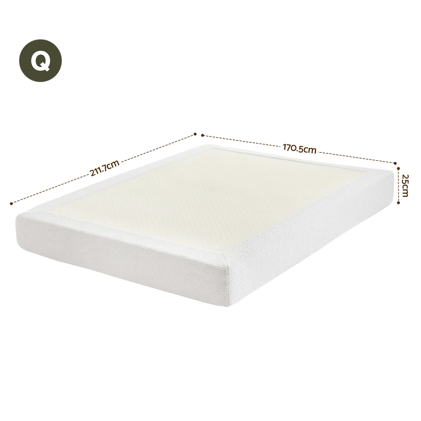 Artiss Compression Bed Frame Queen Size No Assembly Vacuum High Density Sponge Boucle Cream White BED-FOAM-BASE-Q-WH