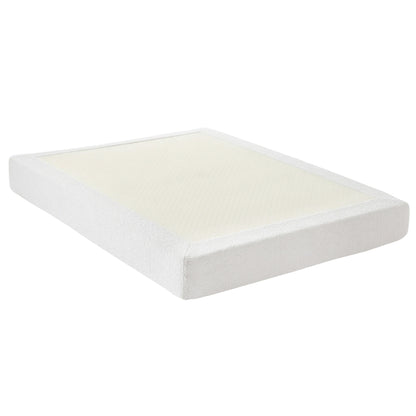 Artiss Compression Bed Frame Queen Size No Assembly Vacuum High Density Sponge Boucle Cream White BED-FOAM-BASE-Q-WH