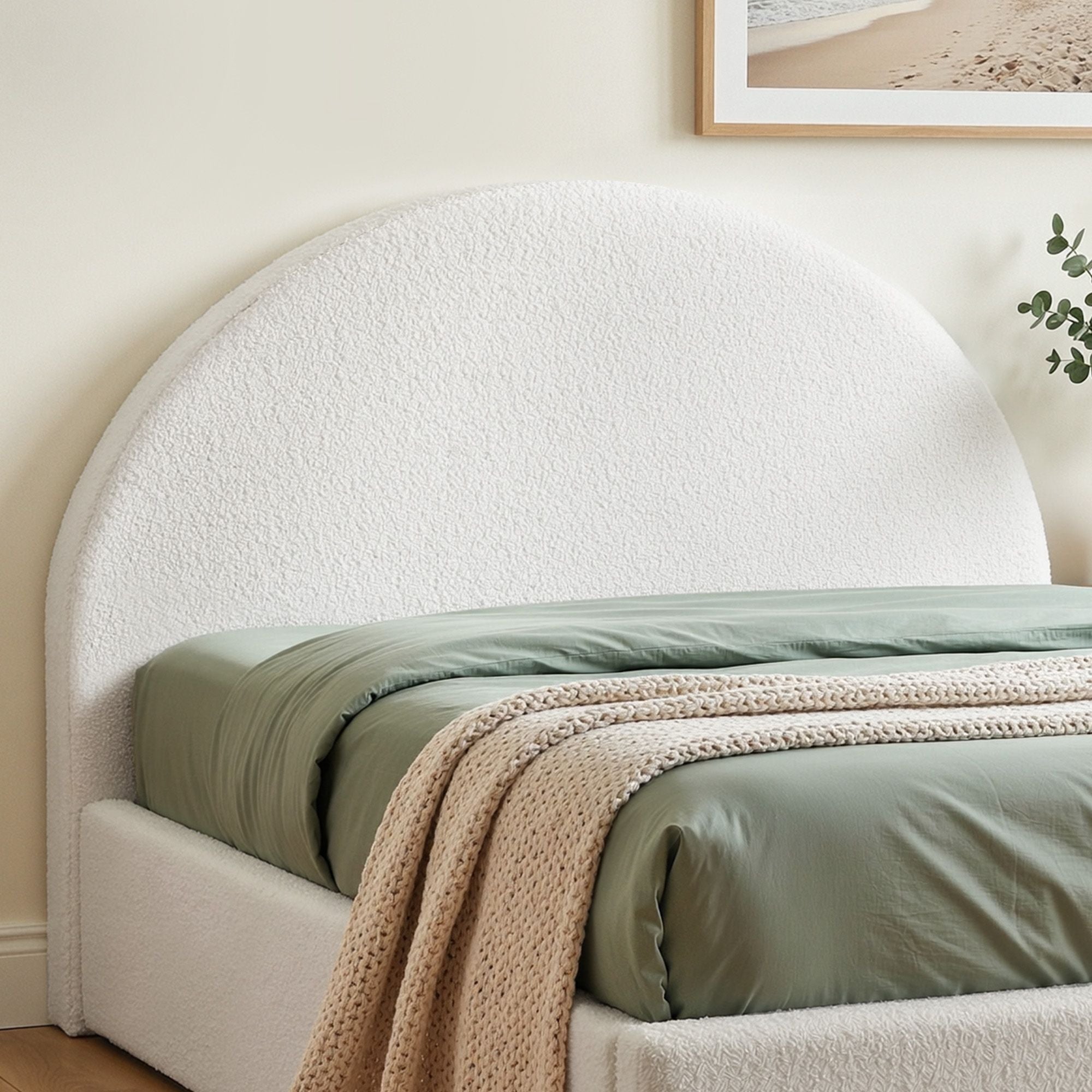 Artiss Queen Size Headboard for Bed Frame Boucle Fabric No-Assembly Vacuum Compressed Soft Backrest with BED-FOAM-HEAD-NOVA-Q-WH
