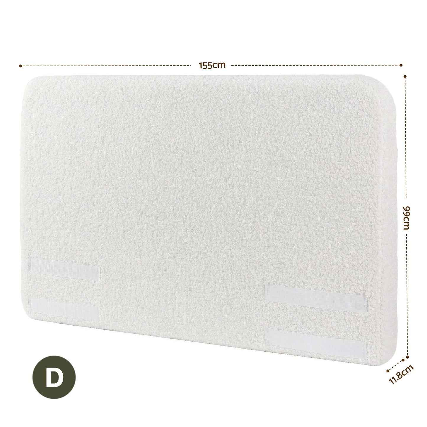 Artiss Double Headboard for Bed Frame Boucle Fabric No-Assembly Vacuum Compressed Soft Backrest with BED-FOAM-HEAD-SOLIS-D-WH