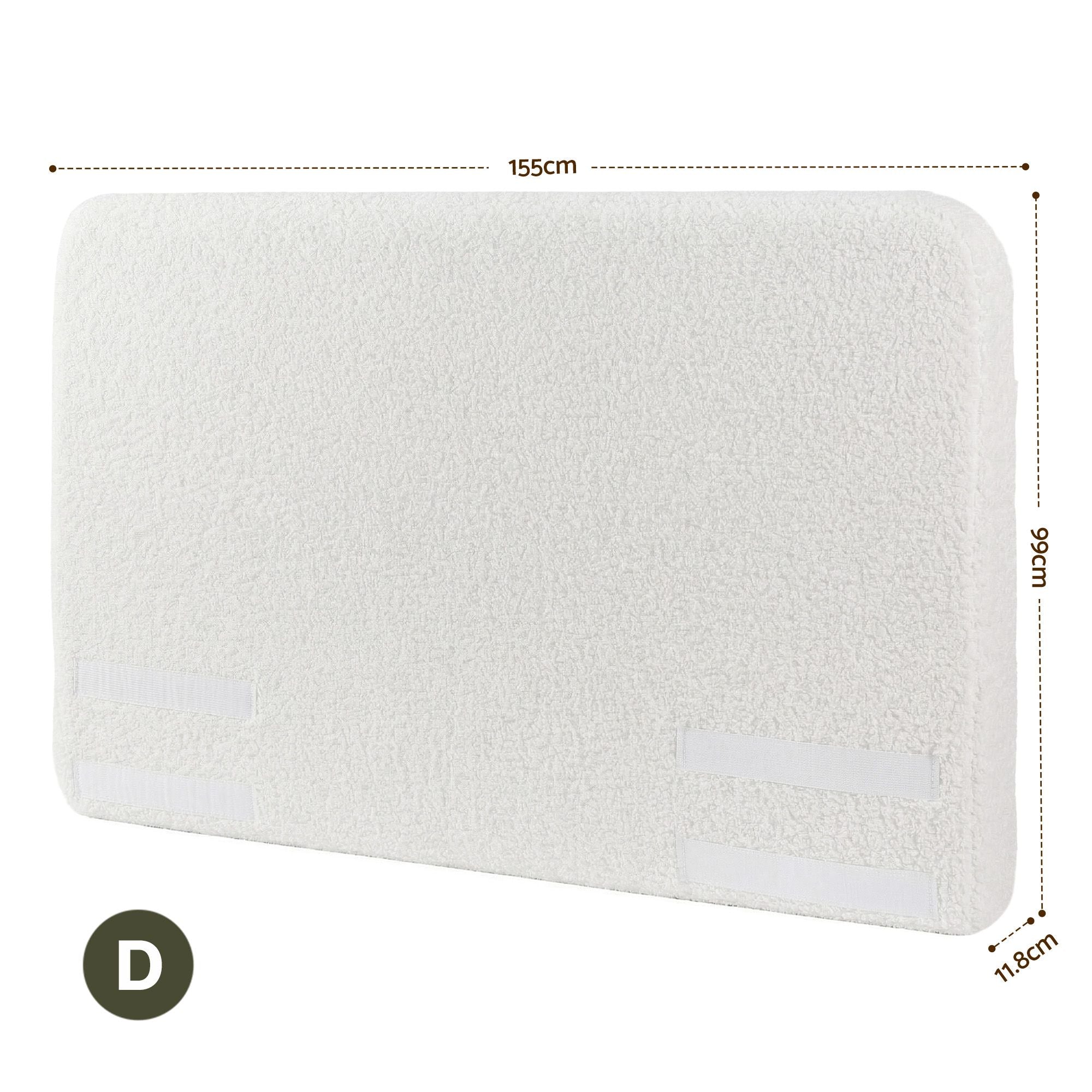 Artiss Double Headboard for Bed Frame Boucle Fabric No-Assembly Vacuum Compressed Soft Backrest with BED-FOAM-HEAD-SOLIS-D-WH