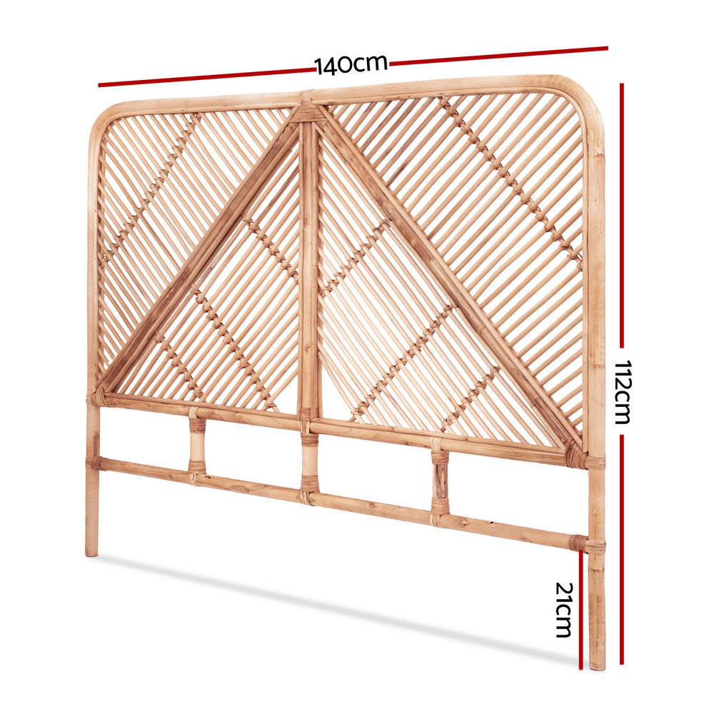 Artiss Bed Headboard Double Bedhead Rattan - FRED Pine BED-HEAD-C-FRED-D-WD