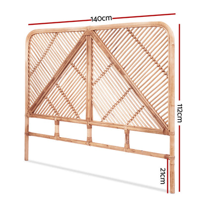 Artiss Bed Headboard Double Bedhead Rattan - FRED Pine BED-HEAD-C-FRED-D-WD