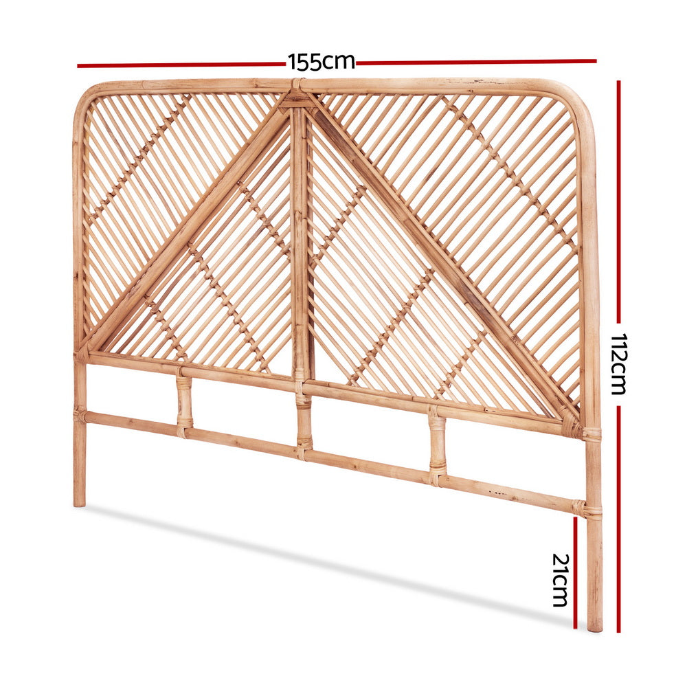 Artiss Bed Headboard Queen Bedhead Rattan - FRED Pine BED-HEAD-C-FRED-Q-WD