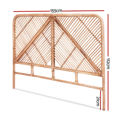 Artiss Bed Headboard Queen Bedhead Rattan - FRED Pine BED-HEAD-C-FRED-Q-WD