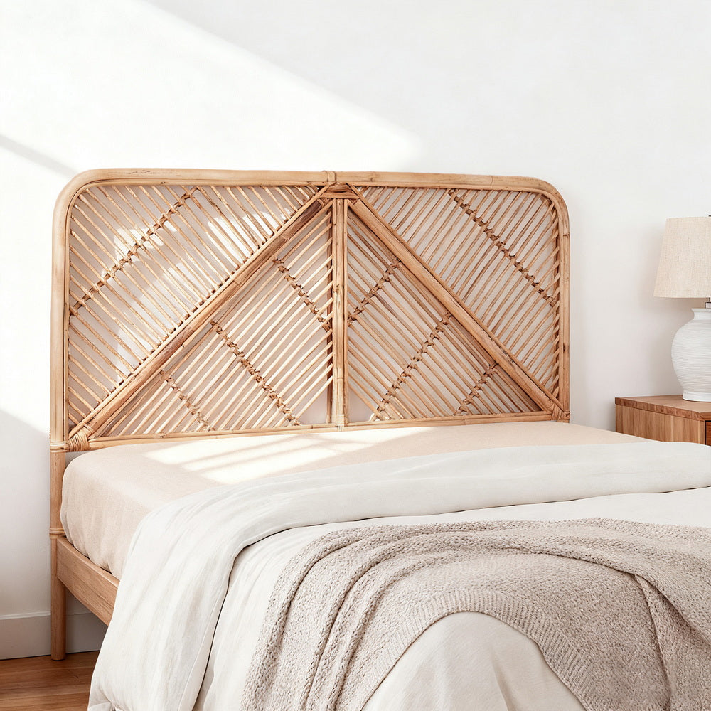 Artiss Bed Headboard Queen Bedhead Rattan - FRED Pine BED-HEAD-C-FRED-Q-WD
