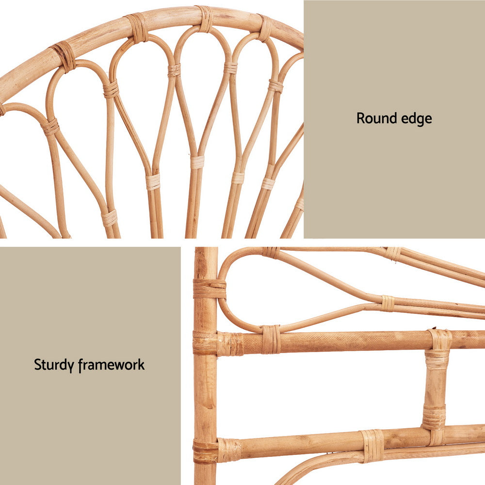 Artiss Bed Headboard Double Bedhead Rattan - MARI Pine BED-HEAD-C-MARI-D-WD