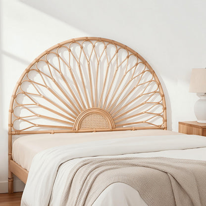 Artiss Bed Headboard Double Bedhead Rattan - MARI Pine BED-HEAD-C-MARI-D-WD