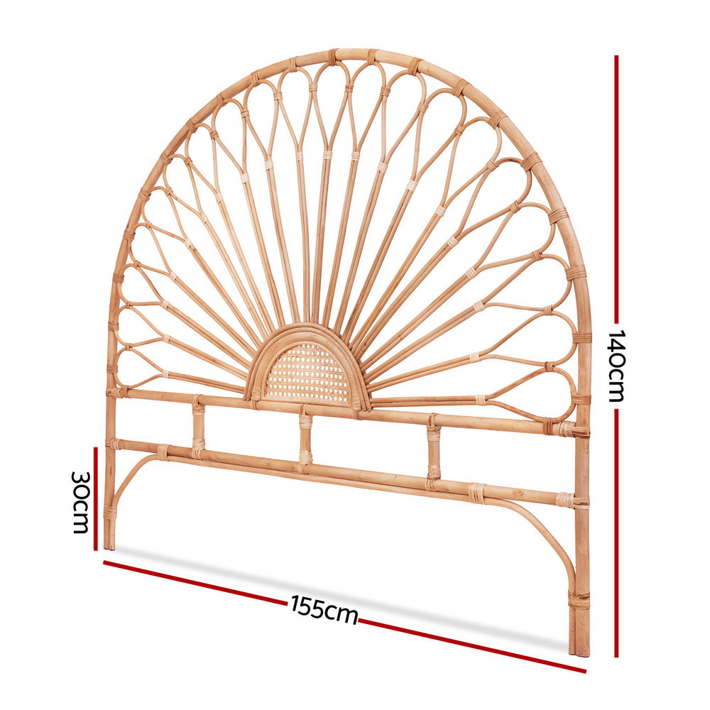Artiss Bed Headboard Queen Bedhead Rattan - MARI Pine BED-HEAD-C-MARI-Q-WD