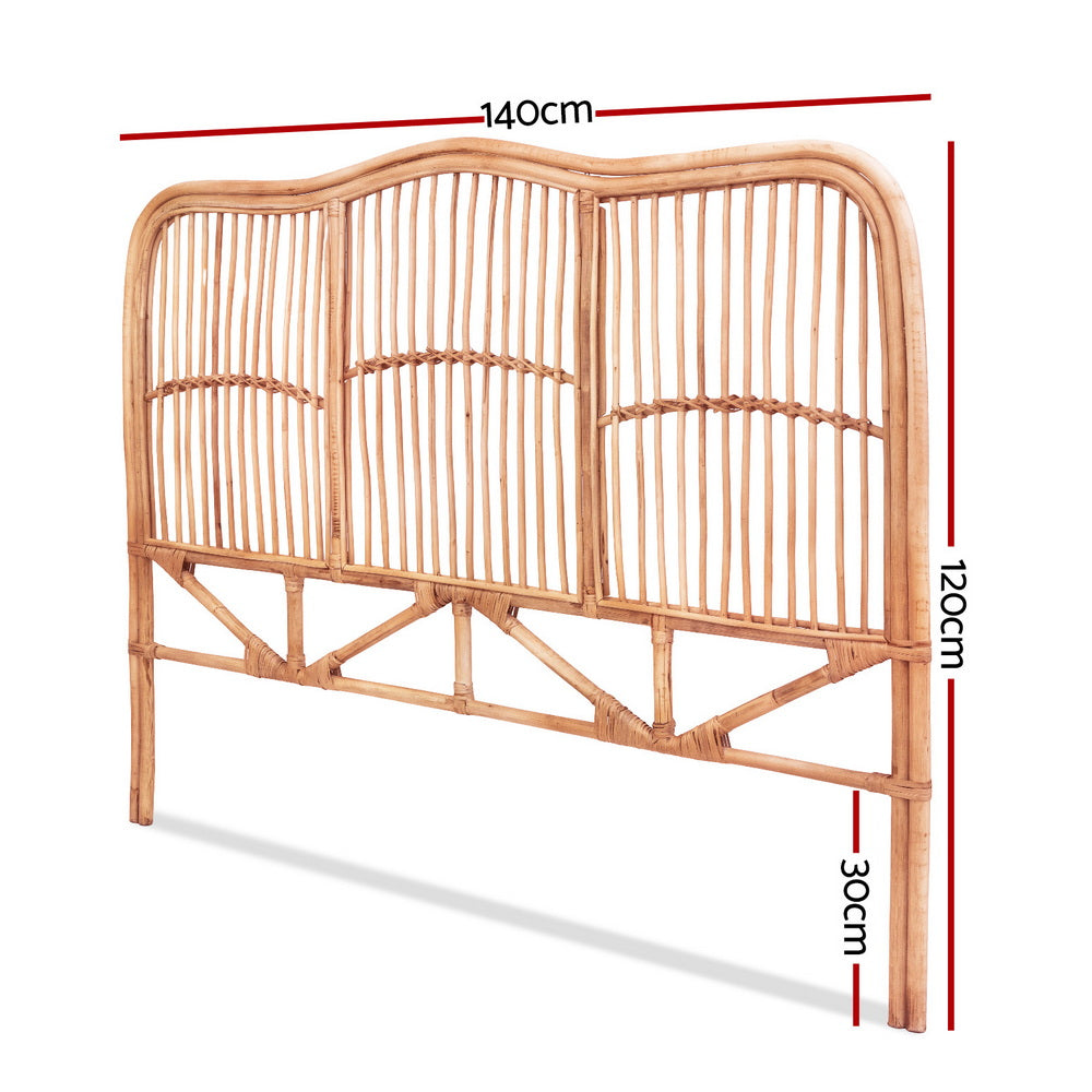 Artiss Bed Headboard Double Bedhead Rattan - NERO Pine BED-HEAD-C-NERO-D-WD