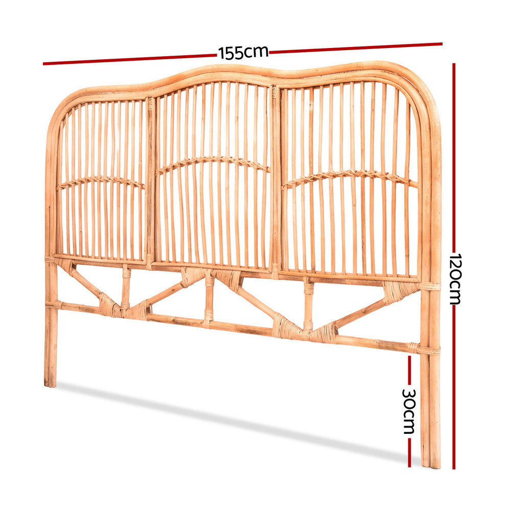 Artiss Bed Headboard Queen Bedhead Rattan - NERO Pine BED-HEAD-C-NERO-Q-WD