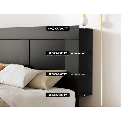 Artiss Bed Head Headboard Queen with Shelves - CABI Black BED-HEAD-CABI-Q-BK