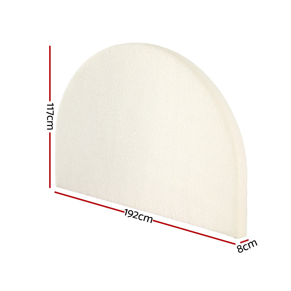 Artiss Bed Head Headboard Bed Frame King Boucle - GREI White BED-HEAD-GREI-K-WH