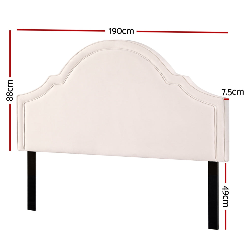 Artiss IRIS King Velvet Bed Head Beige BED-HEAD-IRIS-K-BG