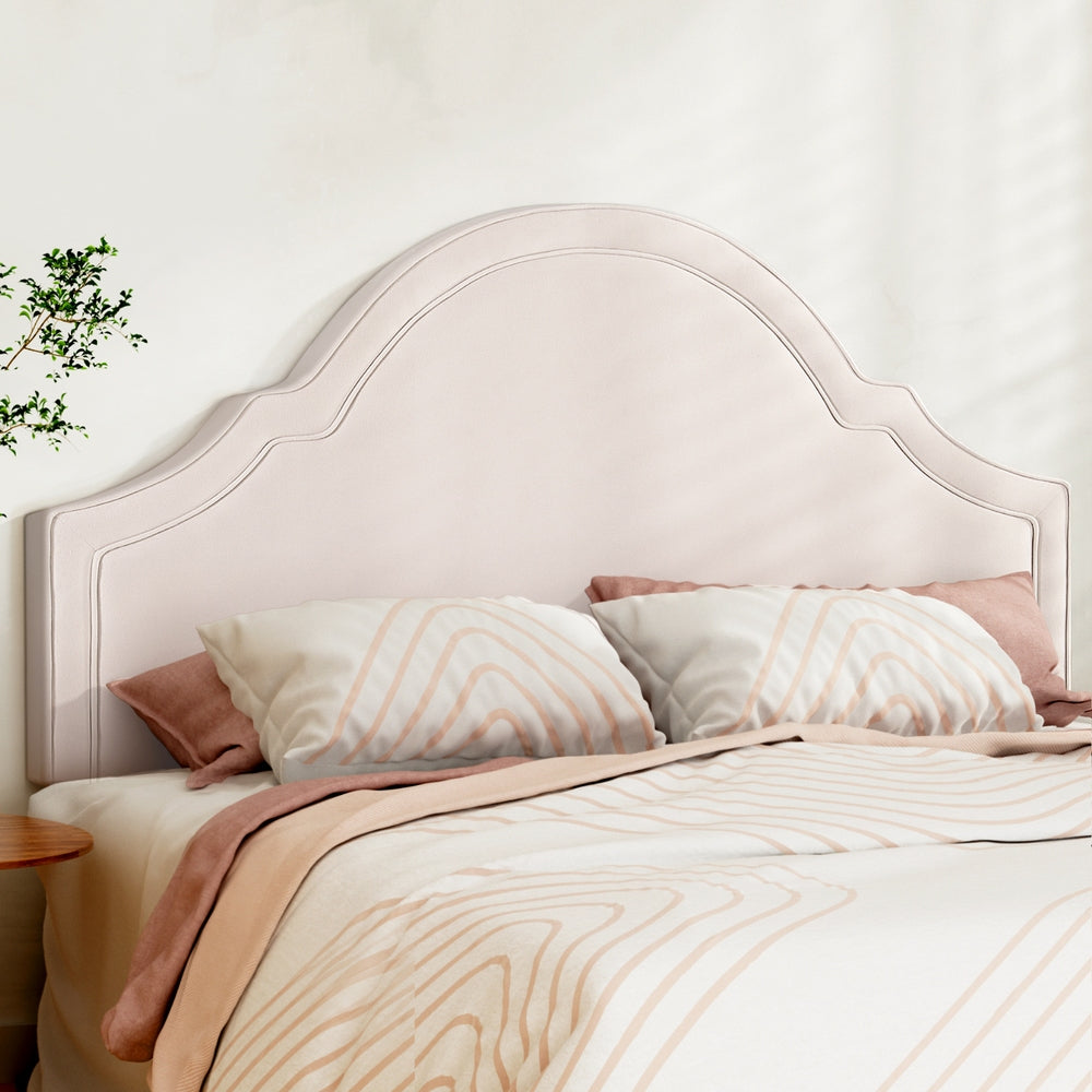 Artiss IRIS King Velvet Bed Head Beige BED-HEAD-IRIS-K-BG