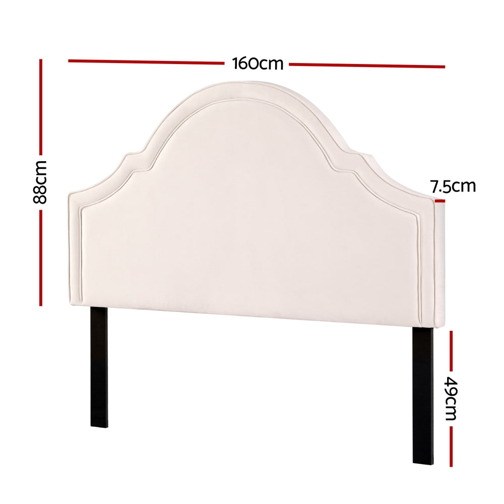 Artiss IRIS Queen Velvet Bed Head Beige BED-HEAD-IRIS-Q-BG