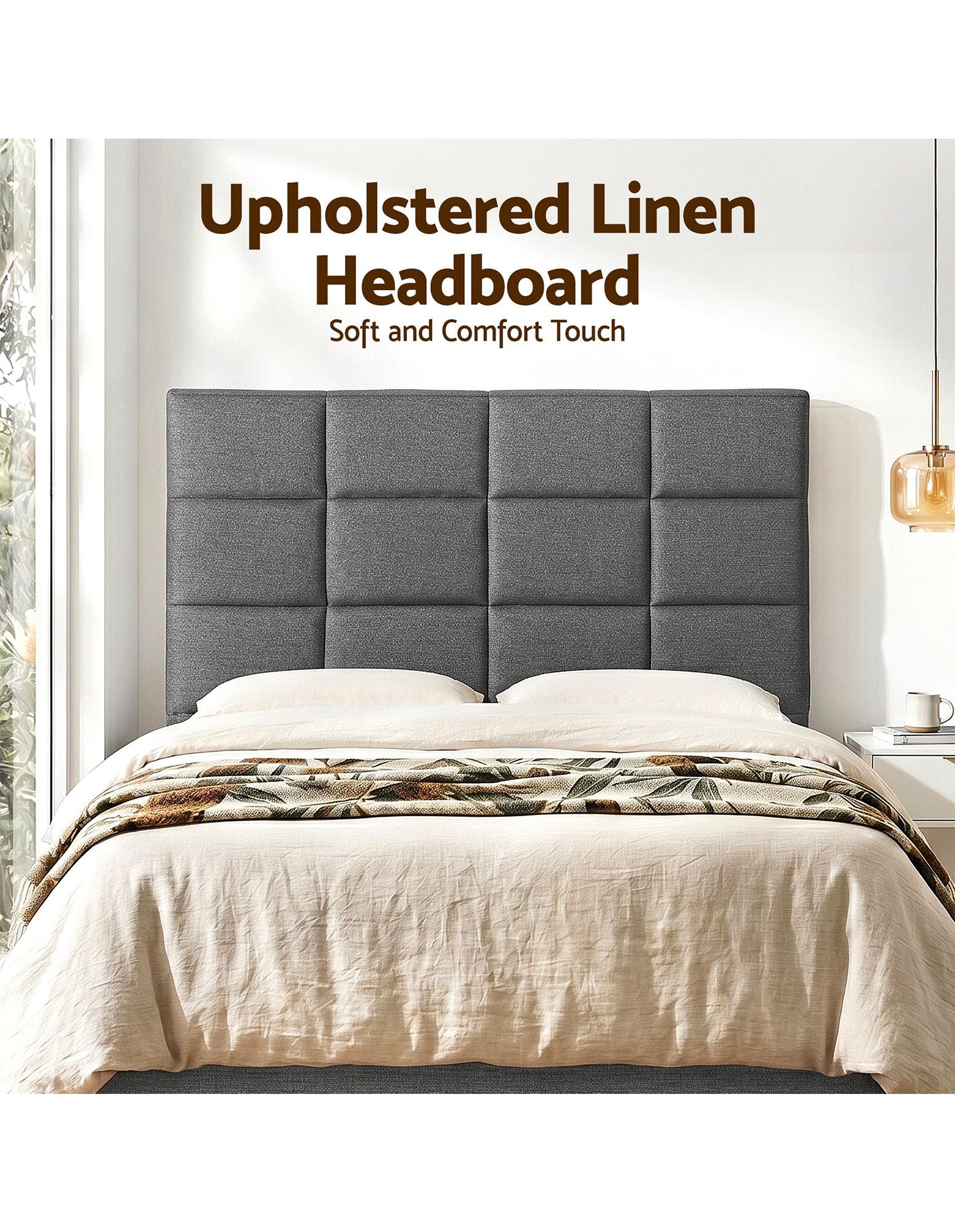 Artiss Bed Headboard Double Bedhead Linen Fabric Charcoal