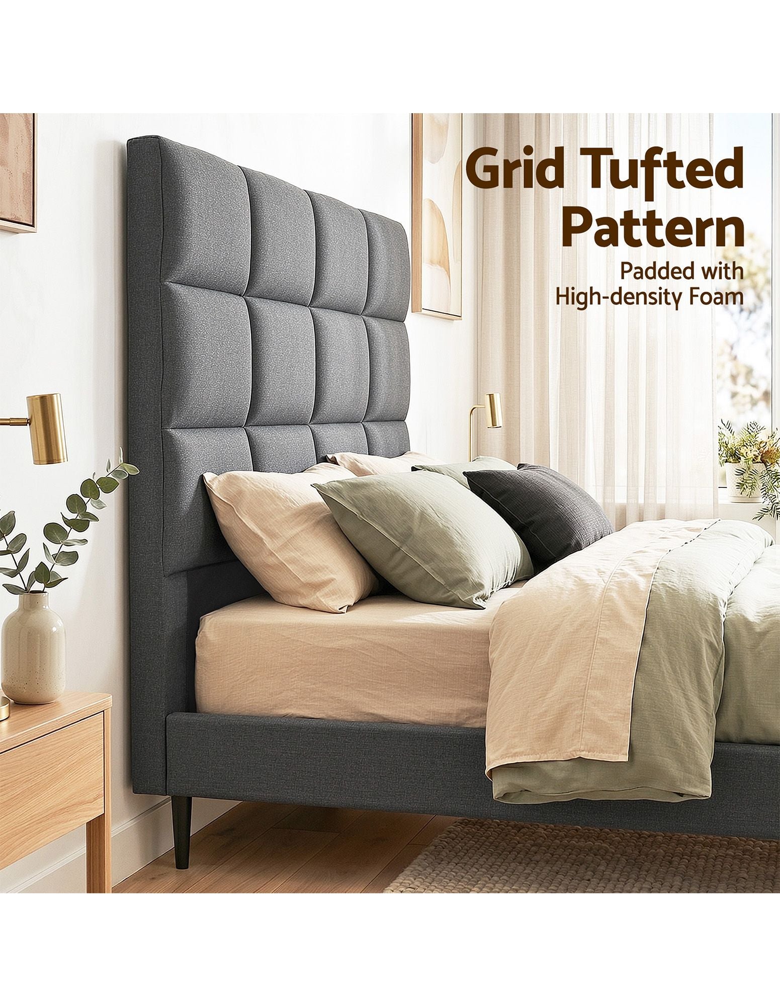 Artiss Bed Headboard Double Bedhead Linen Fabric Charcoal