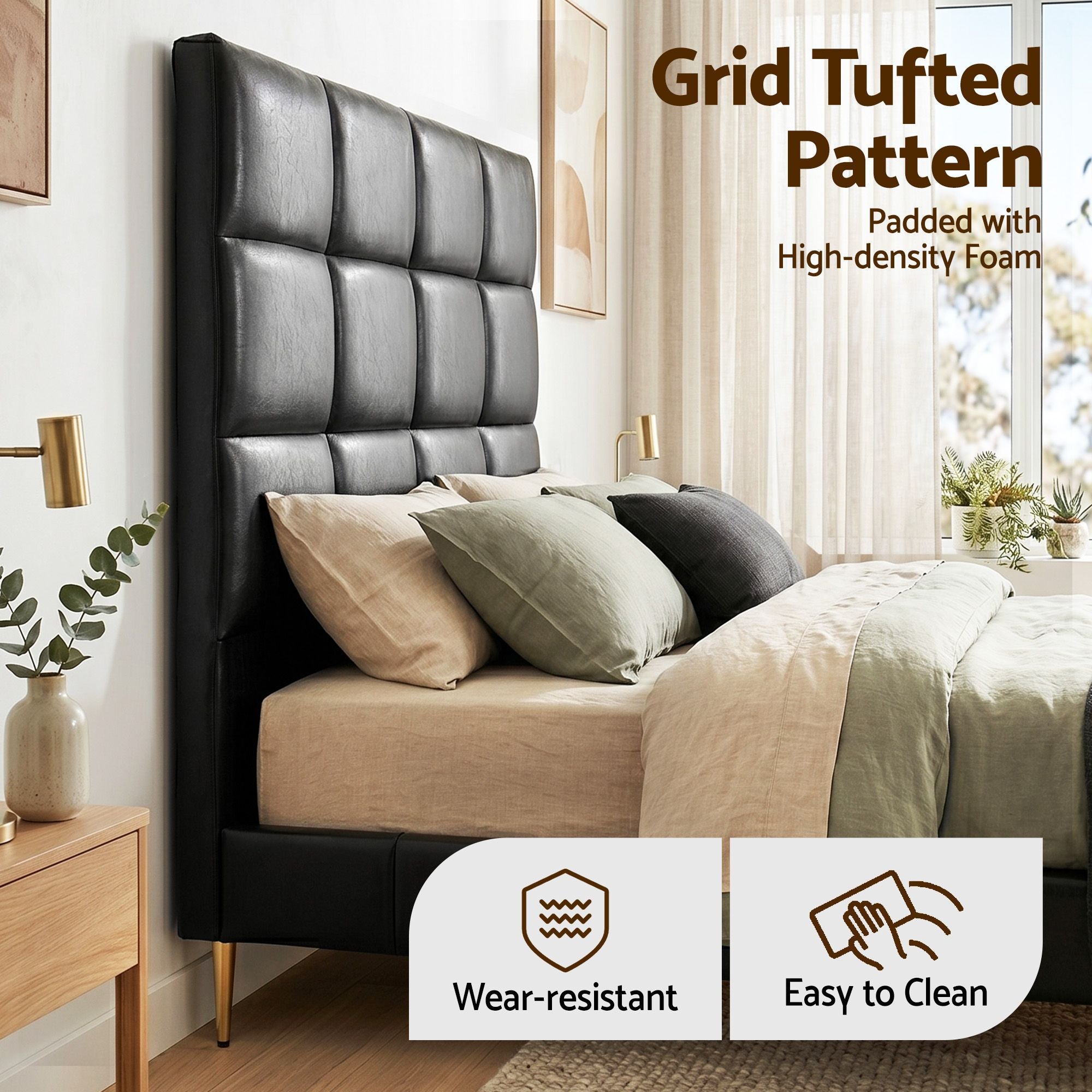 Artiss Bed Headboard Queen Bedhead PU Leather Black BED-HEAD-PLA-Q-BK