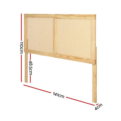 Artiss Bed Head Headboard Double Rattan - RIBO Pine BED-HEAD-RIBO-D-WD