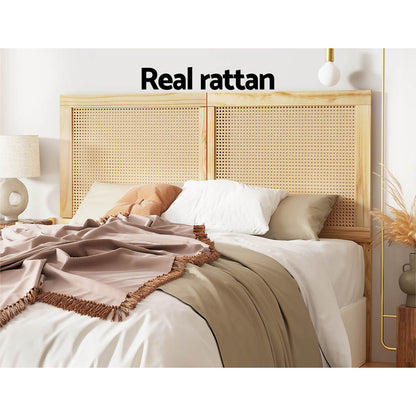 Artiss Bed Head Headboard Queen Rattan - RIBO Pine BED-HEAD-RIBO-Q-WD